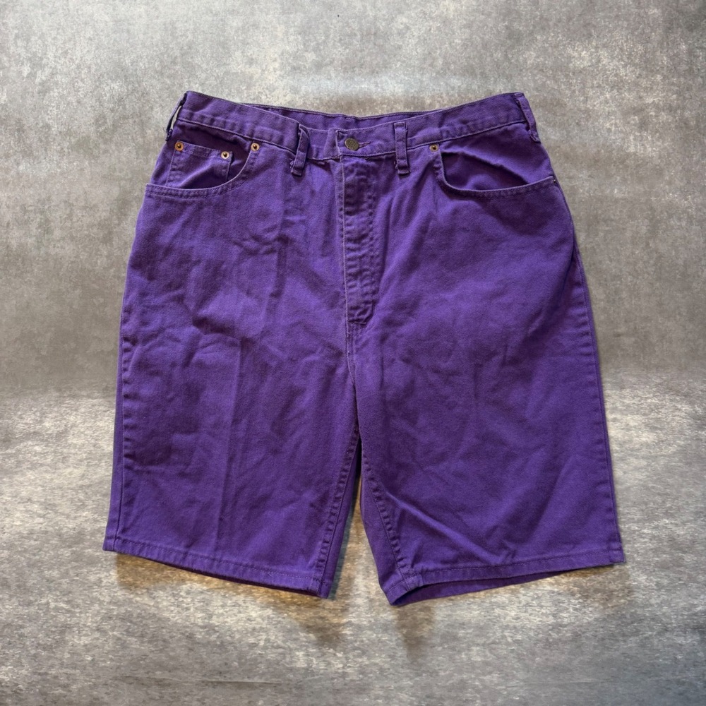 VTG Rustler Purple Denim Shorts Mens High Waisted Jean Shorts 90s Grunge Jorts